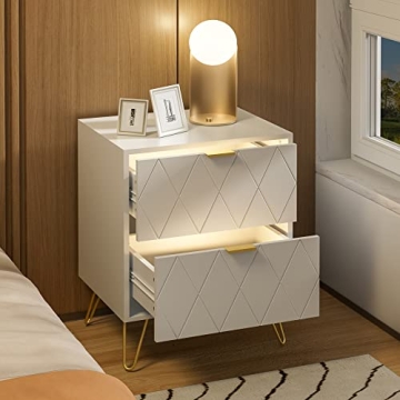 Elegant ANBUY White Nightstand Set of 2 for Bedroom