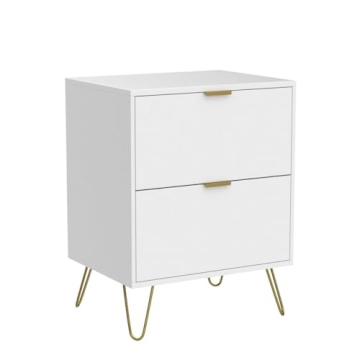 Elegant ANBUY White Nightstand Set of 2 for Bedroom