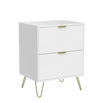 Elegant ANBUY White Nightstand Set of 2 for Bedroom