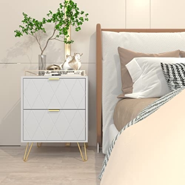 Elegant ANBUY White Nightstand Set of 2 for Bedroom