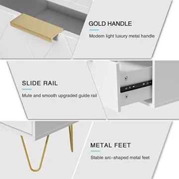 Elegant ANBUY White Nightstand Set of 2 for Bedroom