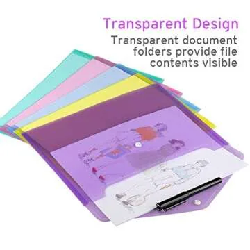 Sooez 28 Pack Colorful Plastic Envelopes for Organization