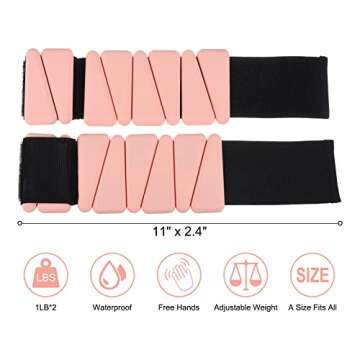 PATIKIL Adjustable Wrist Weights for Women, 2Lbs Workout Ankle Weights Arm Weights for Men Women Tra...