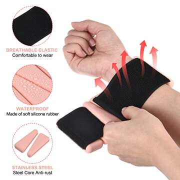 PATIKIL Adjustable Wrist Weights for Women, 2Lbs Workout Ankle Weights Arm Weights for Men Women Training Yoga Jogging Walking Aerobics, Pink (1Lb Each)