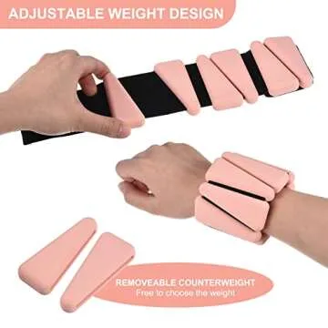 PATIKIL Adjustable Wrist Weights for Women, 2Lbs Workout Ankle Weights Arm Weights for Men Women Training Yoga Jogging Walking Aerobics, Pink (1Lb Each)
