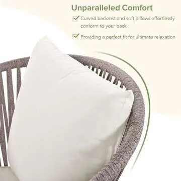 Modern 7 Pieces Patio Dining Set,Dining Table and Chairs, Acacia Wood Tabletop, Metal Frame,Outdoor Furniture Set for Garden, Backyard, Balcony (Beige/Rope1)