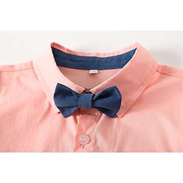 Kimocat Baby Boys Clothes Sets Long Sleeve and Pants Gentleman Outfit Suits (Pink, 18-24 Months)