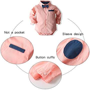Kimocat Baby Boys Clothes Sets Long Sleeve and Pants Gentleman Outfit Suits (Pink, 18-24 Months)