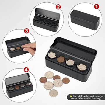 SINGARO Coin Holder for Car, Coin Change Organizer Compatible with Coins of Different Sizes, Dash-Mounted Holder Suitable for Most Cars, Trucks(Black)