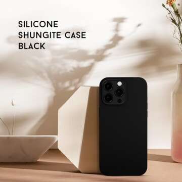 RadEnergy EMF Protection and Anti Radiation Liquid Silicone Shungite Case for iPhones, 5G Shield Reduction, Lightweight Protective Back Cover (Black, 14 Plus)