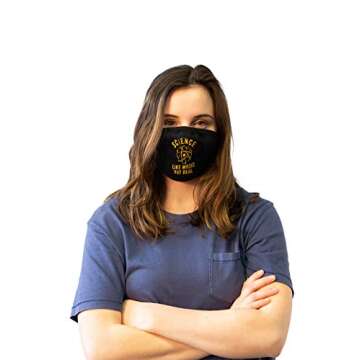 Science Like Magic But Real Face Mask Funny Nerdy School Teacher Nose and Mouth Covering Funny Masks for Adults Funny Science Novelty Masks for Adults Black 3 Pack
