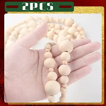 8.2 Feet Christmas Wooden Bead Garland for Festive Decor