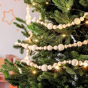 8.2 Feet Christmas Wooden Bead Garland for Festive Decor