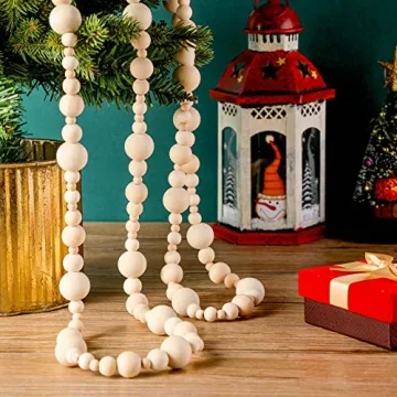 8.2 Feet Christmas Wooden Bead Garland for Festive Decor