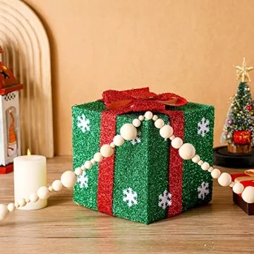 8.2 Feet Christmas Wooden Bead Garland for Festive Decor