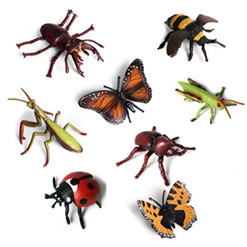 Odowalker 8 pcs Lifelike Assorted Plastic Insects Bugs Figures Realistic Sandbox Toy 4" Butterfly, B...