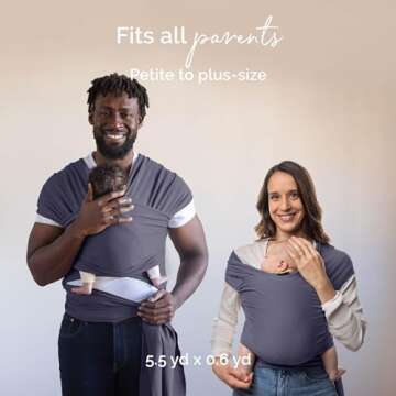 Boba Baby Wrap Carrier - Original Baby Carrier Wrap Sling for Newborns - Baby Wearing Essentials - Newborn Wrap Swaddle Holder, Newborn to Toddler Infant Sling (Organic Dark Grey)