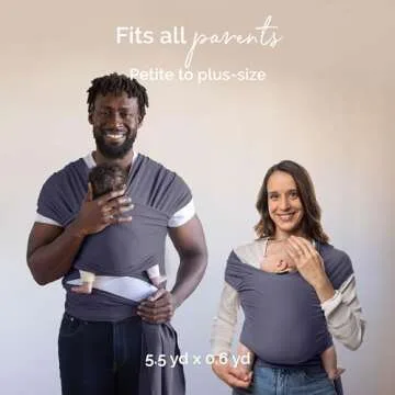 Boba Baby Wrap Carrier - Original Baby Carrier Wrap Sling for Newborns - Baby Wearing Essentials - Newborn Wrap Swaddle Holder, Newborn to Toddler Infant Sling (Organic Dark Grey)