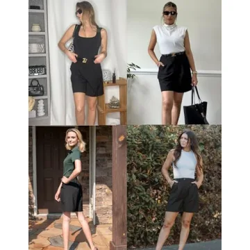 HOTOUCH Womens Shorts Summer Bermuda Shorts Casual Elastic High Waisted Wide Leg Shorts with Pockets Black S