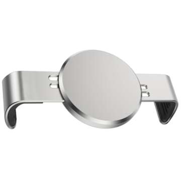 Luanke Metal Phone Clamp Magnetic Mount [Clip and Remove at Anytime] All Magnet Car Holder cell phone magnetic plate Compatible iPhone 13 Pro Max, Samsung, and More (Silver)