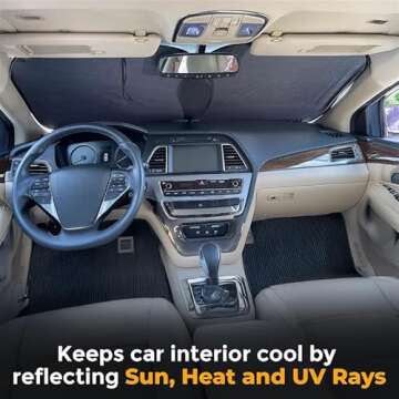 EcoNour Car Windshield Sun Shade Foldable | Front Windshield Shade for Sun, Heat and UV Rays | Sunsh...