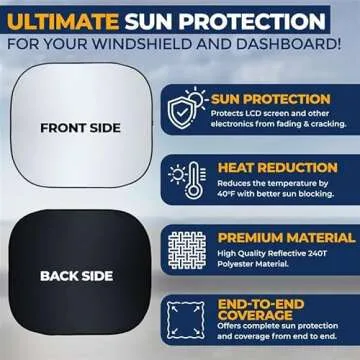 EcoNour Car Windshield Sun Shade Foldable | Front Windshield Shade for Sun, Heat and UV Rays | Sunshade for Car Front Window and Interior Sun Protection | Medium (28 x 31 inches)
