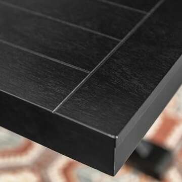 Walker Edison 6 to 8 Person Wood Modern Farmhouse Expandable Dining Room Table with Leaf Kitchen Dining Chairs, 60 Inch, Antique Black