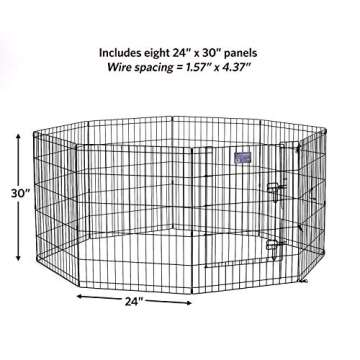 MidWest Homes for Pets Dog Exercise Pen & Playpen, 24"W x 30"W, With Door, Black