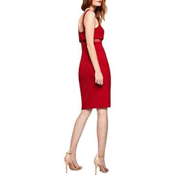BCBGeneration Women's STRUCTERED Overlay MIDI Dress, Jester red, 8