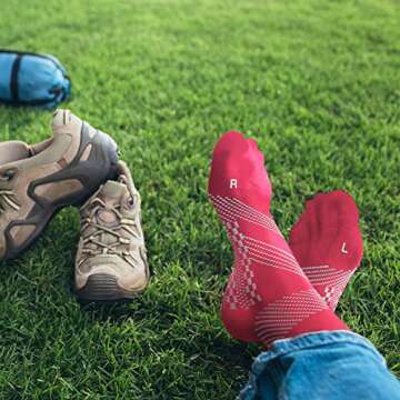 TechWare Pro Ankle Compression Socks - Plantar Fasciitis Sock & Foot Support (L, Pink/White)