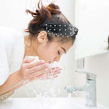 Greuame 3 Pack Wide Top Knot Pearls Headband with Elastic Hoop, Turban Hairband Velvet Hair Hoop Suitable for Women and Girls (Black/Beige/Gray)