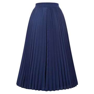 Kate Kasin Casual Flared Swing Midi Skirt A-line Navy Blue Size XS KK659-10