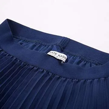 Kate Kasin Casual Flared Swing Midi Skirt A-line Navy Blue Size XS KK659-10