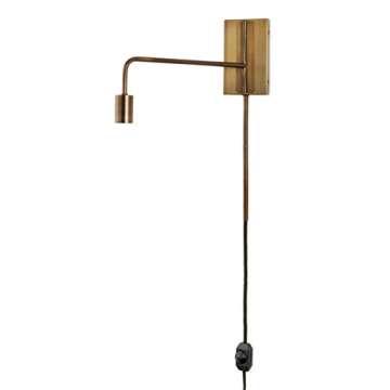 Bronze Wall Sconce Lamp Light - Adjustable Swing Arm, Plugin and Hardwire Installation Options, Edison Bulb Included, Brooklyn Bulb Co. Hoyt Collection - ETL Listed