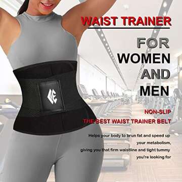 ChongErfei Waist Trainer Belt for Women & Man - Waist Trimmer Ab Belt - Tummy Control Body Shaper(Bl...