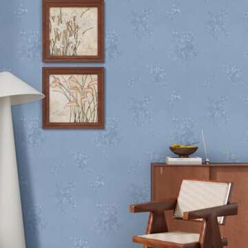 CRE8TIVE Light Blue Wallpaper Peel and Stick Textured Blue Contact Paper for Cabinets Drawers 12"x80" Self Adhesive Removable Embossed Silk Baby Blue Floral Wallpaper for Girls Bedroom Bathroom Walls