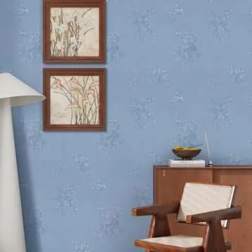 CRE8TIVE Light Blue Wallpaper Peel and Stick Textured Blue Contact Paper for Cabinets Drawers 12"x80" Self Adhesive Removable Embossed Silk Baby Blue Floral Wallpaper for Girls Bedroom Bathroom Walls