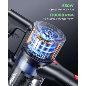 Cordless Vacuum X9 - 550W Suction for Home Cleaning