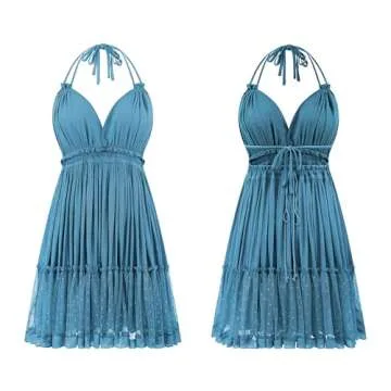 R.Vivimos Summer Halter Mini Dress for Stylish Women