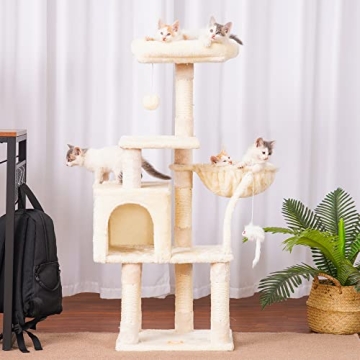 Heybly Cat Tree for Indoor Cats with Cozy Hammock