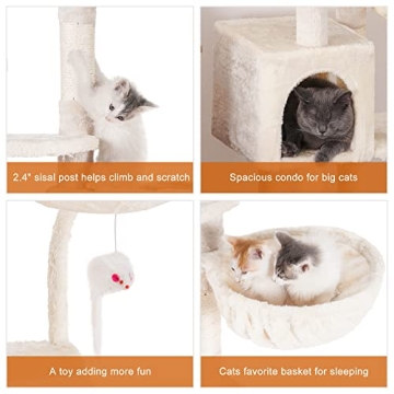 Heybly Cat Tree for Indoor Cats with Cozy Hammock