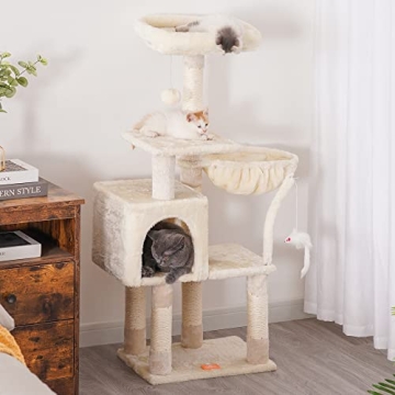 Heybly Cat Tree for Indoor Cats with Cozy Hammock