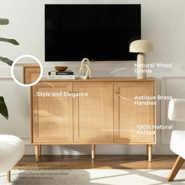 Stunning EYYTHUNG Rattan Storage Cabinet with Adjustable Shelves