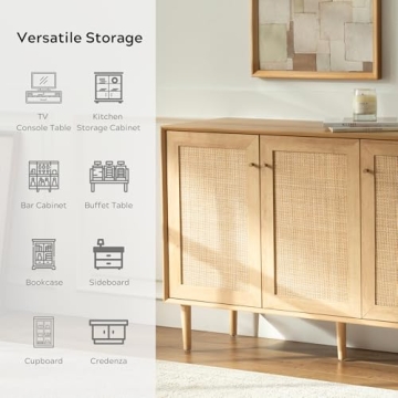 Stunning EYYTHUNG Rattan Storage Cabinet with Adjustable Shelves