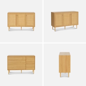 Stunning EYYTHUNG Rattan Storage Cabinet with Adjustable Shelves