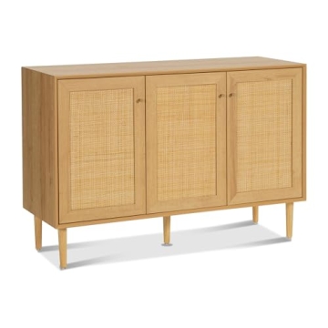 Stunning EYYTHUNG Rattan Storage Cabinet with Adjustable Shelves