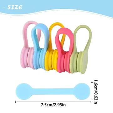 Viaky 6 Pack Magnetic Cable Ties - Colorful and Versatile