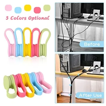 Viaky 6 Pack Magnetic Cable Ties - Colorful and Versatile
