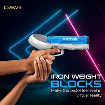 CYBVR Weighted Gun Stock Controller Grips for the Oculus Quest 2 - VR Accessories for the Meta Quest 2 (Blue)