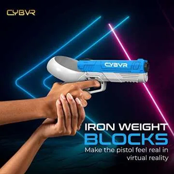 CYBVR Weighted Gun Stock Controller Grips for the Oculus Quest 2 - VR Accessories for the Meta Quest 2 (Blue)
